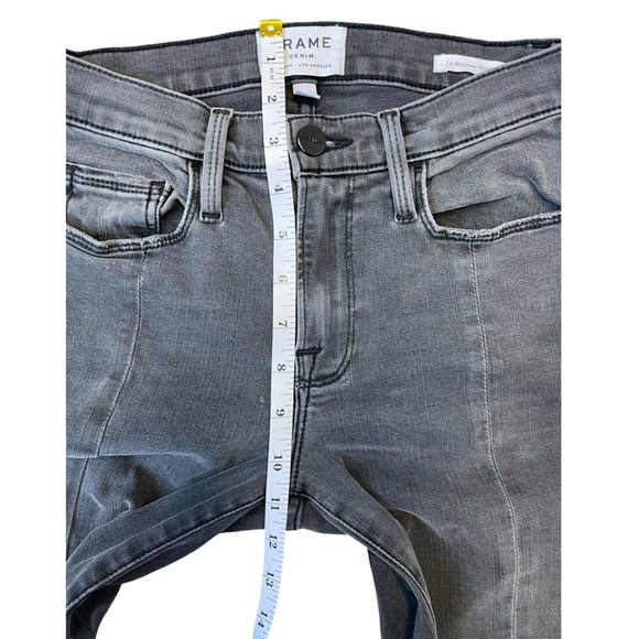Frame Denim Le Nouveau Split Hem Straight Cropped Black Gray Jean - Size 24 - Picture 9 of 12